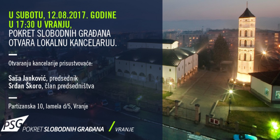 [NAJAVA] Pokret otvara lokalnu kancelariju u Vranju