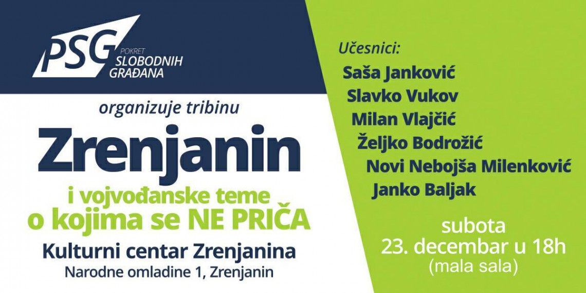 [NAJAVA] Tribina Zrenjanin i vojvođanske teme o kojima se ne priča