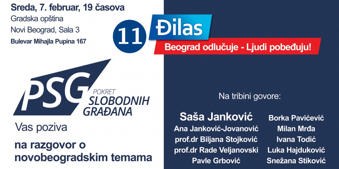 [NAJAVA] Predstavljanje kandidata PSG-a sa izborne liste „Dragan Đilas-Beograd odlučuje, ljudi pobeđuju!
